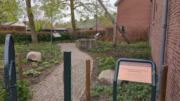 Onderhoud deels door NatuurOase. (Door selectief wieden zal er een aaneengesloten plantenborder ontstaan).